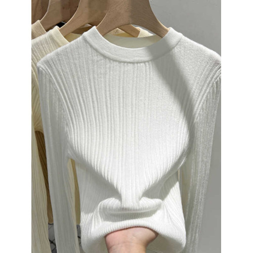 品牌折釦歐貨女裝剪標圓領針織打底衫內搭秋冬修身顯瘦短款上衣潮