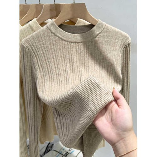 品牌折釦歐貨女裝剪標圓領針織打底衫內搭秋冬修身顯瘦短款上衣潮