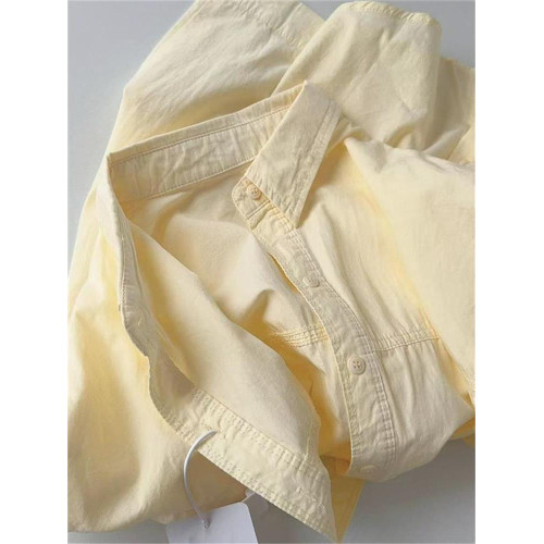 輕奢超好看藕粉色純棉襯衫女寬鬆遮肉百搭長袖上衣襯衣外套防曬衫