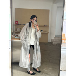 韓國訂單2025夏薄款長袖防曬速乾涼感透氣外套全身防曬服加長風衣