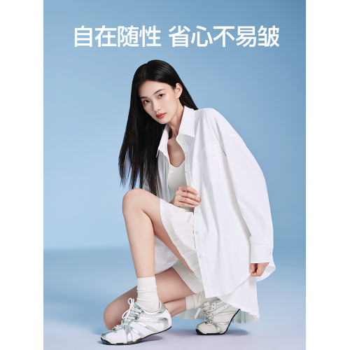 SIINSIIN防曬衣女新款寬鬆藍色外搭上衣外套薄款抗皺外穿防曬襯衫