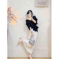 宅家2025夏季新款套裝時尚百搭氣質純色上衣修身顯瘦褶皺半身裙