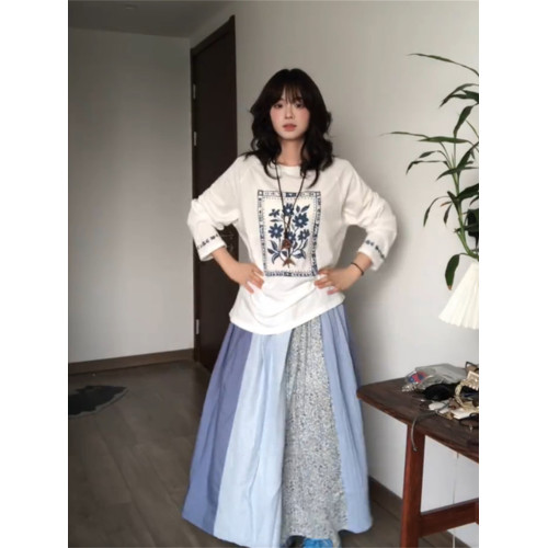 韓系甜美白色花卉印花薄款防曬罩衫t恤女夏季寬鬆高級感百搭上衣