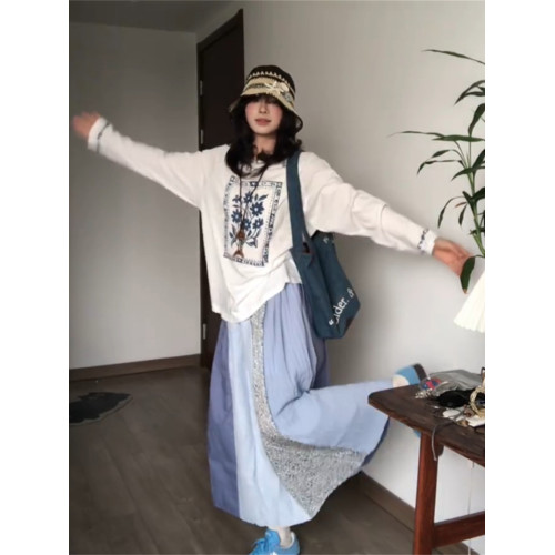 韓系甜美白色花卉印花薄款防曬罩衫t恤女夏季寬鬆高級感百搭上衣