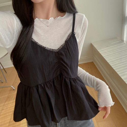 韓版chic套頭罩衫薄款長袖防曬打底上衣夏季新款