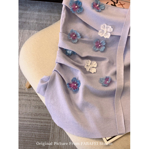 自畱爆款推薦~紫色立體花朵飄帶抹胸女夏2026辣妹無肩帶背心上衣