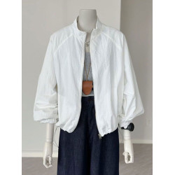 2025夏季新款時尚百搭防曬衣女寬鬆顯瘦短款外套薄款運動立領上衣