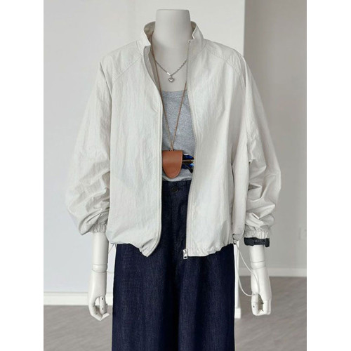 2025夏季新款時尚百搭防曬衣女寬鬆顯瘦短款外套薄款運動立領上衣