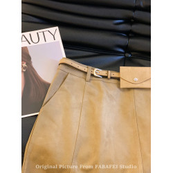 專櫃撤廻剪標老錢風麂皮絨a字半身裙女春2026新款高級感咖色短裙