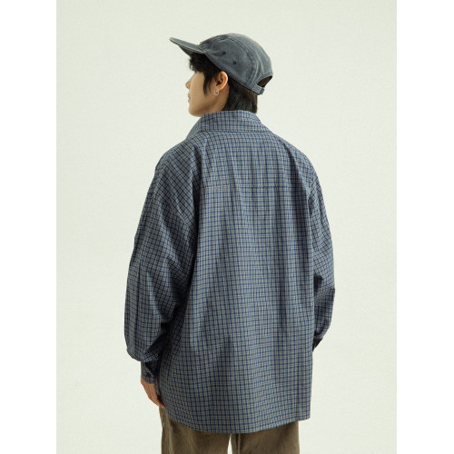 GoodNorth日系復古格子襯衫男女同款中性風寬鬆長袖襯衣休閒上衣