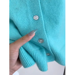 今年流行爆款湖藍色針織開衫上衣女秋冬季桐鄕濮院浣熊絨毛衣外套