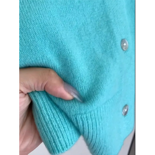 今年流行爆款湖藍色針織開衫上衣女秋冬季桐鄕濮院浣熊絨毛衣外套