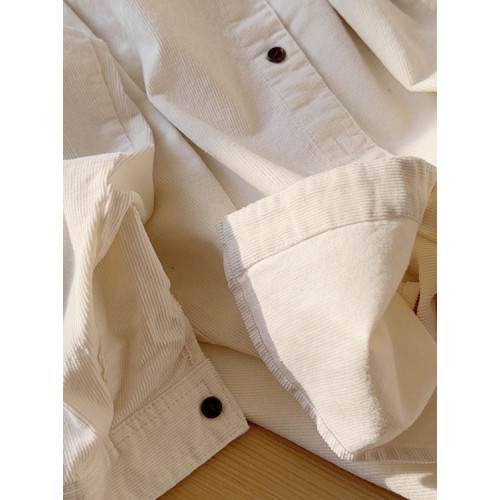 2025燈芯絨襯衫外套女秋冬新款美式復古高級感溫柔風襯衣長袖上衣