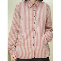 夾棉加厚保暖襯衫女冬季純色簡約休閒POLO領斜插口袋百搭襯衣上衣