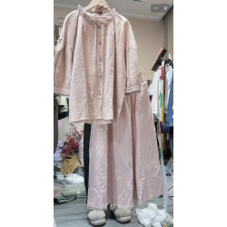 0123棉麻套裝 內包邊 腰圍60-118臀圍150裙長89胸圍136衣長65