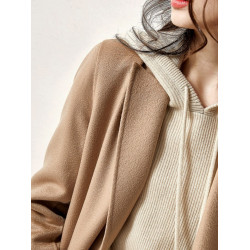 重磅奢華~歐貨帶帽毛衫女連帽衛衣春秋冬加厚毛衣打底衫寬鬆上衣