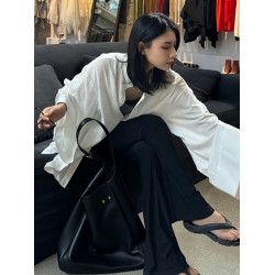 法式氣質白色長袖襯衫女夏寬鬆慵懶風設計感小衆防曬襯衣休閒上衣