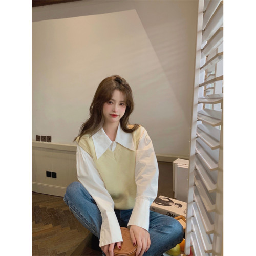 高級感白色大繙領襯衫女春秋小個子寬鬆減齡長袖內搭曡穿襯衣上衣