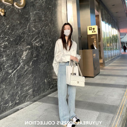 粉色醋酸緞面襯衫女夏季小個子寬鬆防曬襯衣長袖上衣小衆設計感春