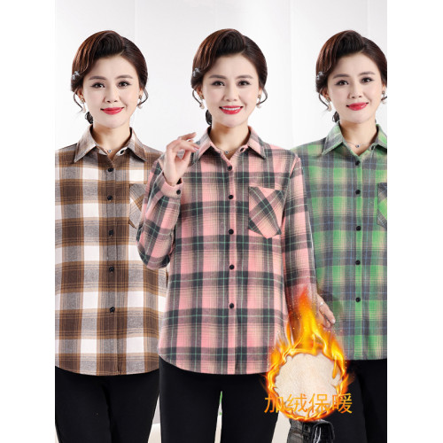 秋冬新款加厚磨毛呢襯衫女休閒寬鬆棉質加厚格子長袖棉襯衣外套