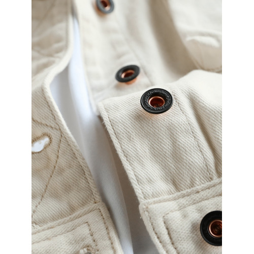 廣州十三行女裝穿搭~溫柔的奶白色~開春外套春秋薄款寬鬆牛仔夾克