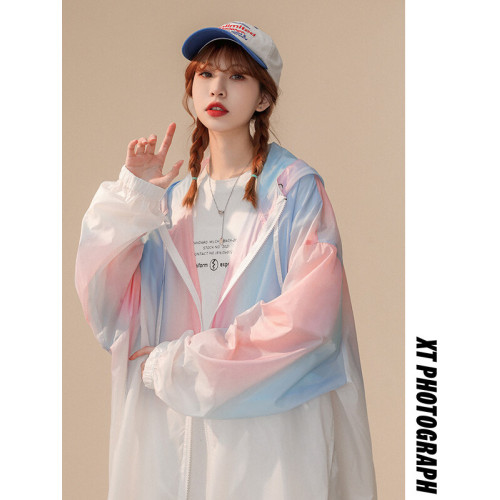 品牌旗下minette夏季冰絲防曬衣女薄款透氣連帽外套寬鬆時尚潮牌