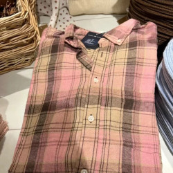 Brandy休閒美式復古磨毛寬鬆格子襯衫bm冪式穿搭古著襯衣外套女潮