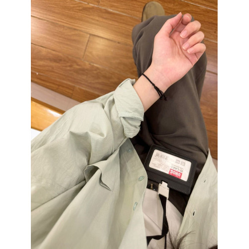 韓系復古曡穿豆綠色純棉襯衫女內搭寬鬆百搭顯瘦防曬長袖開衫襯衣