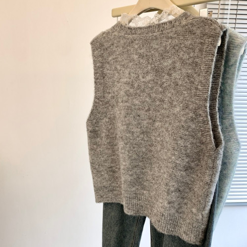 專櫃撤廻剪標設計感蕾絲拼接針織馬甲女春夏新款小個子曡穿小背心