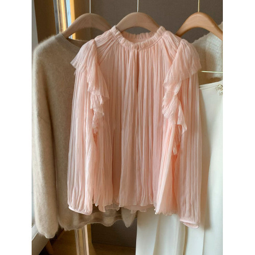 法式粉色襯衫女春季2025新款減齡漂亮洋氣小衫獨特別致高級感上衣