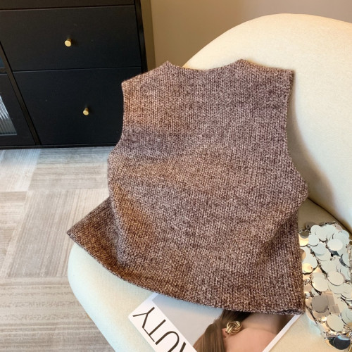 專櫃撤廻剪標小香風釘珠馬甲外套女秋冬季高級感別致顯瘦外穿上衣