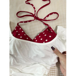 甜心辣妹假兩件波點綁帶上衣！夏季新款甜辣girl俏皮時髦減齡套裝