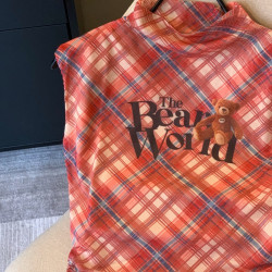 專櫃撤廻剪標美式辣妹格子半高領無袖背心女夏季新款別致短款上衣