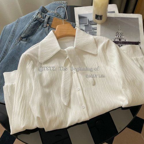 春秋季復古法式小衆溫柔氣質燈籠袖長袖洋氣氣質襯衫百搭襯衣女