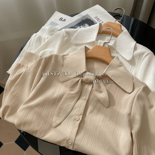 春秋季復古法式小衆溫柔氣質燈籠袖長袖洋氣氣質襯衫百搭襯衣女