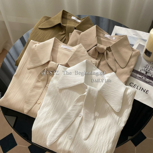 春秋季復古法式小衆溫柔氣質燈籠袖長袖洋氣氣質襯衫百搭襯衣女