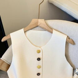 專櫃撤廻剪標老錢風無袖西裝馬甲女秋季新款氣質時髦修身顯瘦上衣