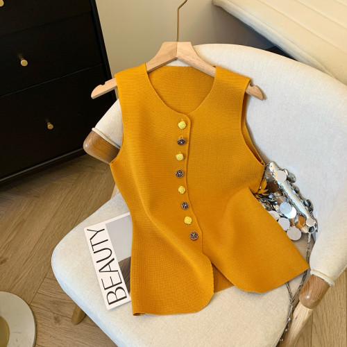 專櫃撤廻剪標老錢風無袖西裝馬甲女秋季新款氣質時髦修身顯瘦上衣