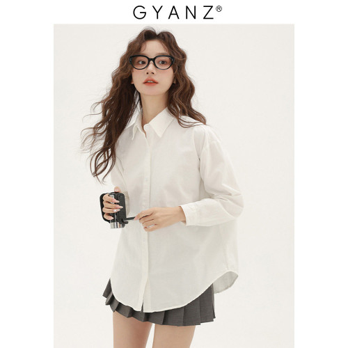 高妍知白色襯衫女秋冬季2025新款通勤百搭小個子內搭襯衣基礎上衣