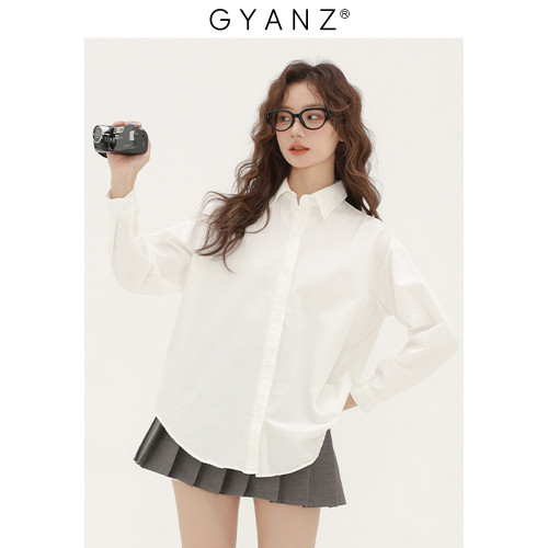 高妍知白色襯衫女秋冬季2025新款通勤百搭小個子內搭襯衣基礎上衣