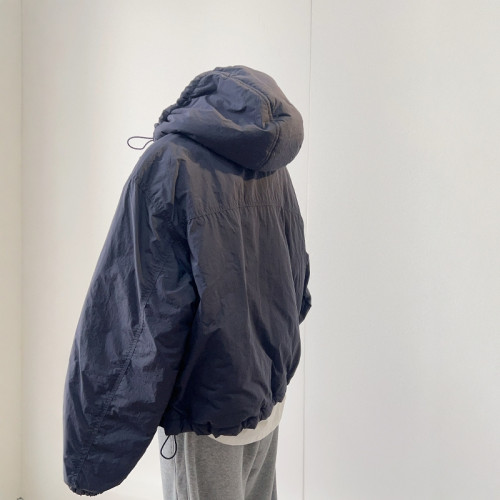 原色CHAO級推薦！韓系藏藍色連帽棉服女2024新款寬鬆百搭沖鋒衣