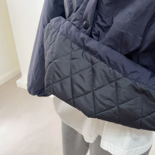 原色CHAO級推薦！韓系藏藍色連帽棉服女2024新款寬鬆百搭沖鋒衣