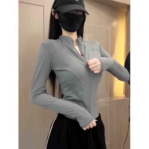 灰色防曬衣女夏季2025新款修身立領冰絲透氣休閒運動外套薄款上衣
