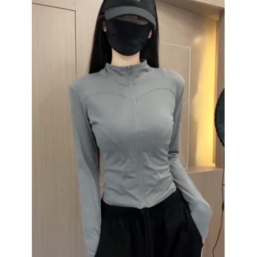 灰色防曬衣女夏季2025新款修身立領冰絲透氣休閒運動外套薄款上衣