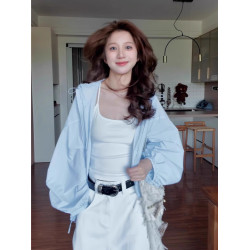 藍色防曬衣女款2025新款夏季戶外山系輕薄透氣沖鋒衣薄外套登山服