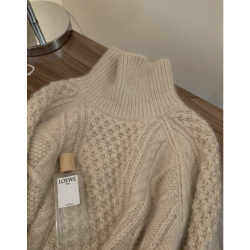 法式高領粗毛線浣熊絨毛衣女2024高級感麻花針織上衣羊毛打底衫冬