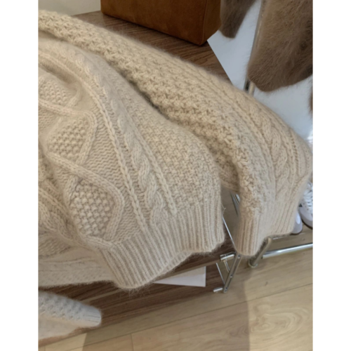 法式高領粗毛線浣熊絨毛衣女2024高級感麻花針織上衣羊毛打底衫冬