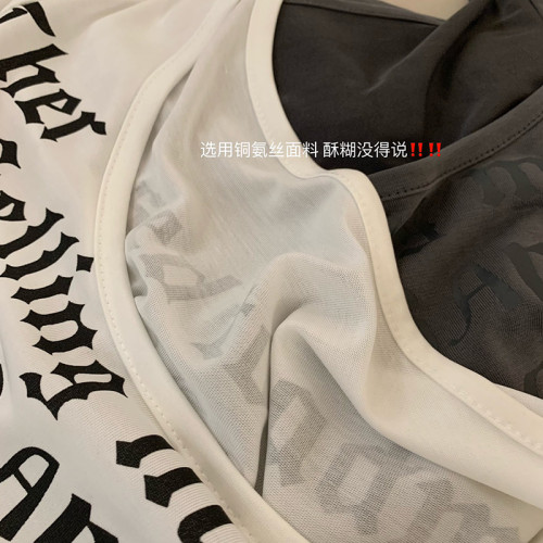 認真賣 秋冬低圓領字母印花長袖T恤內搭慵懶風顯瘦打底衫上衣女