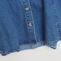 100%棉純色休閒時尚簡約寬鬆顯瘦牛仔裙 單排釦側口袋連衣裙