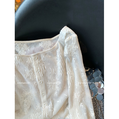 提花舒適長袖法式2025夏季簡約上衣休閒獨特好看防曬開衫顯瘦通勤